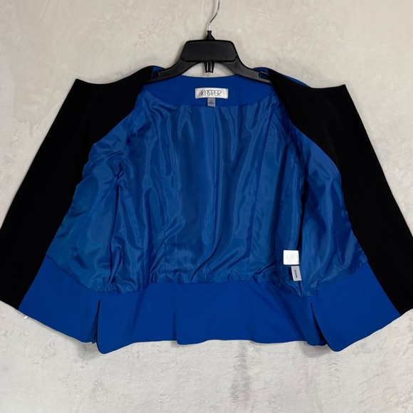 NWT Kasper Lapis Blue Jacket Dress Suit 12 14 Contrast Trim Powersuit 2 Pc Set - Picture 10 of 16